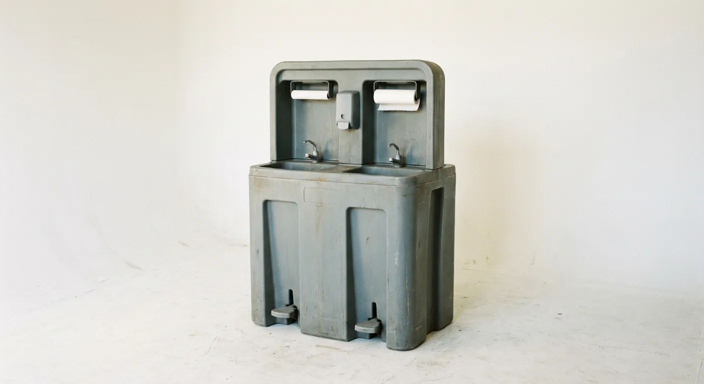 Portable hand wash station unit technical view in Merced, CA