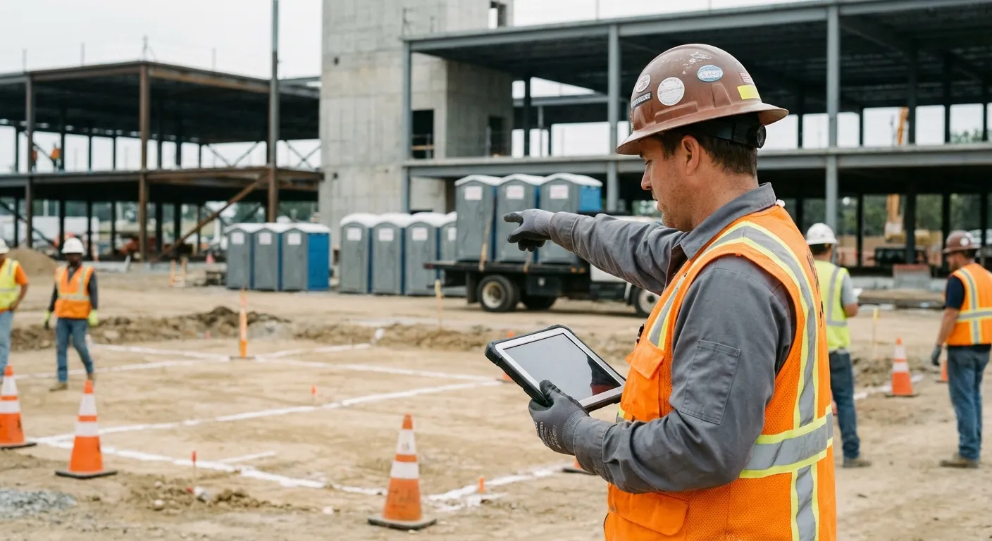 Construction site portable toilet placement planning in Merced, CA