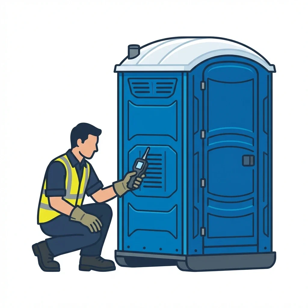 Infographic detailing causes of portable toilet odors in Merced, CA